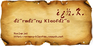 Örmény Kleofás névjegykártya